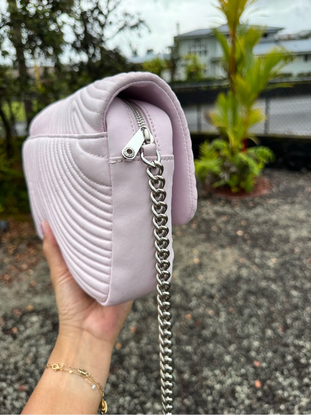 Henri Bendel 1895 Blush Pink Quilted Leather Chain Crossbody Shoulder Bag - Picture 9 of 14